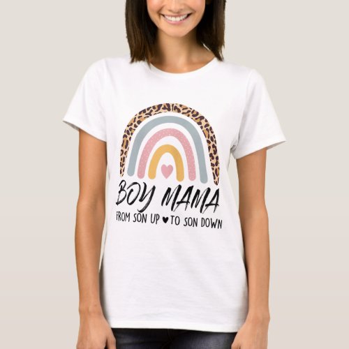 Boy Mama From Son Upto Son Down Leopard Rainbow Mo T_Shirt