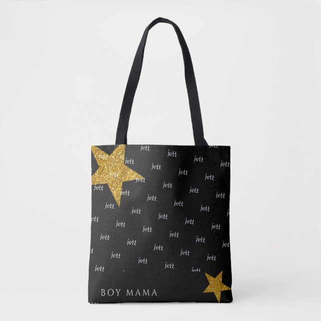 Boy Mama Fun Custom Name Tote Bag (Front)