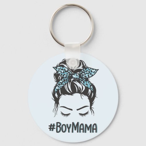 Boy Mama Messy Bun Boy Mom Gifts Keychain