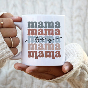 Boy Mama Mother's Day Retro Stacked Two-Tone Coffee Mug