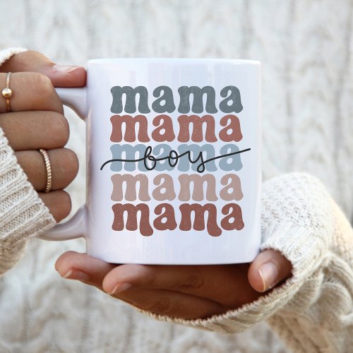 Boy Mama Mothers Day Retro Stacked  Two_Tone Coffee Mug