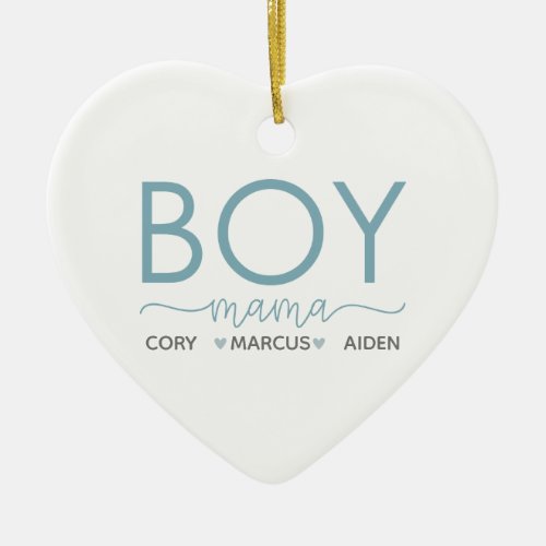 Boy Mama Personalized With Names Ceramic Ornament