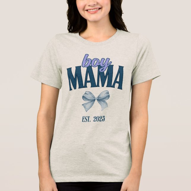 Boy Mama T shirt Custom Est Date New Mom Gift (Front)
