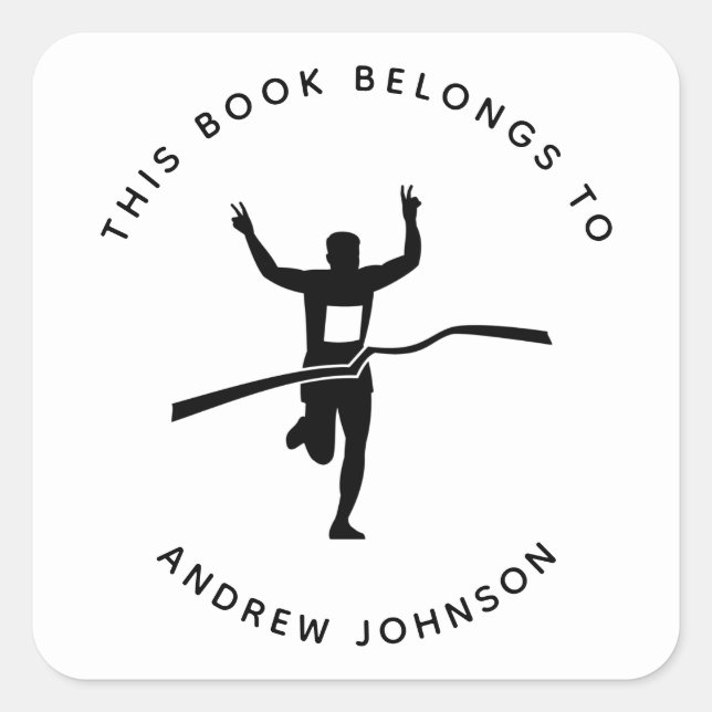 Boy Marathon Runner Track Athlete Bookplate (Front)