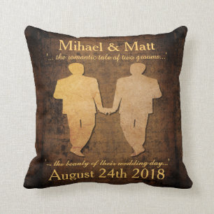 Boy Meets Boy Pillow Gay Grooms Wedding Gift