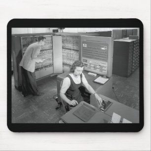 Boy Meets Girl, Computer Dating, Vintage Style Mouse Pad