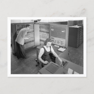 Boy Meets Girl, Computer Dating, Vintage Style Postcard