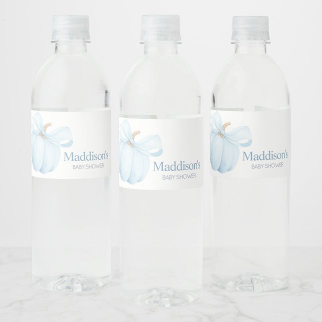 Boy Minimalist Little Pumpkin Baby Shower Water Bottle Label (Bottles)