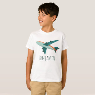 Boy Modern and Cute Blue Airplane Kids T-Shirt