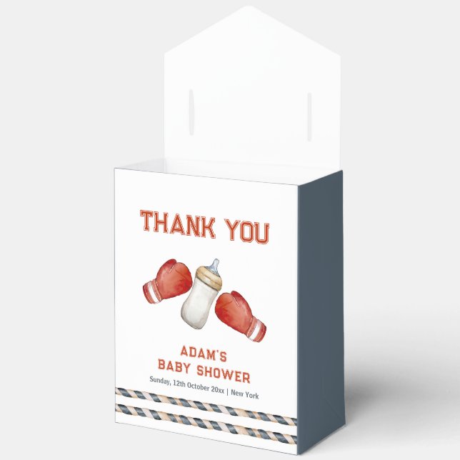 Boy Modern Boxing Little Champion Baby Shower  Favor Boxes (Open)