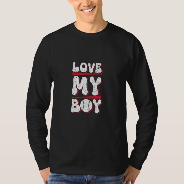 Boy Mom Baseball Love My Boy Mother Son T-Shirt (Front)
