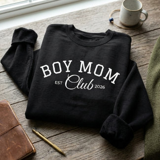 Boy Mom Club Est Year Varsity Letter Design Sweatshirt