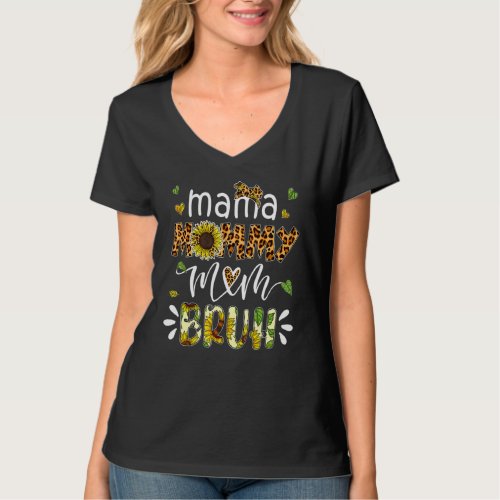 Boy Mom Life Leopard Mama Mommy Mom Bruh Mothers  T_Shirt