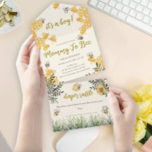 Boy Mommy to Bee Cute Watercolor Boho Baby Shower