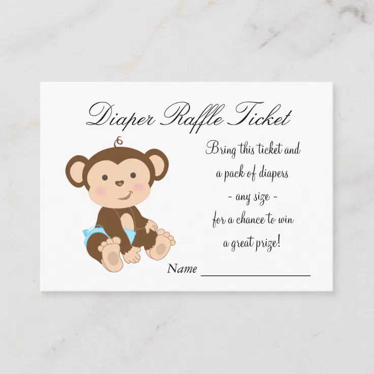 Boy Monkey Diaper Raffle Tickets Enclosure Card | Zazzle