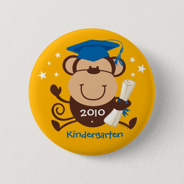 Boy Monkey Graduate Custom Pinback Button (Front)