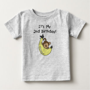 Boy Monkey on Banana 2nd Birthday Baby T-Shirt