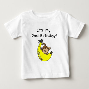 Boy Monkey on Banana 2nd Birthday Baby T-Shirt