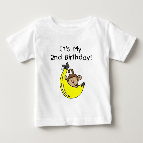 Boy Monkey on Banana 2nd Birthday Baby T_Shirt