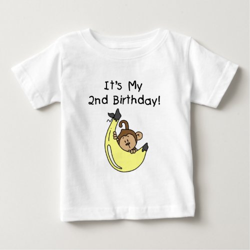 Boy Monkey on Banana 2nd Birthday Baby T_Shirt