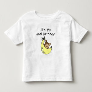 Boy Monkey on Banana 2nd Birthday Toddler T-shirt
