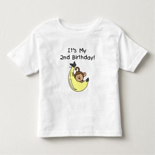 Boy Monkey on Banana 2nd Birthday Toddler T_shirt