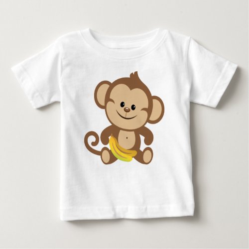 Boy Monkey With Banana Baby T_Shirt