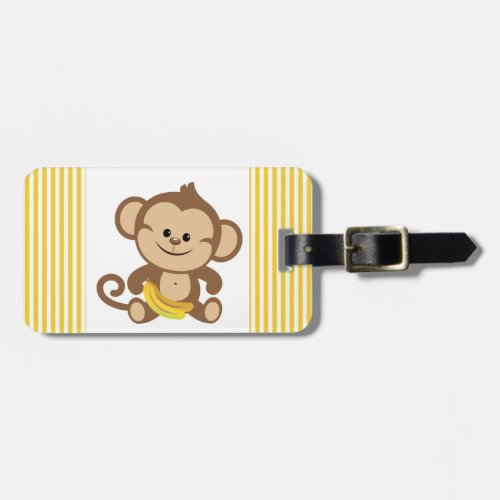 Boy Monkey With Banana Luggage Tag