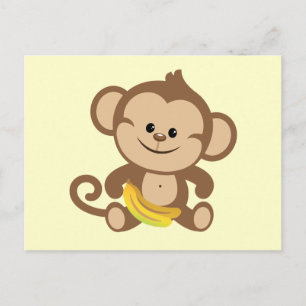 Boy Monkey With Banana Postcard