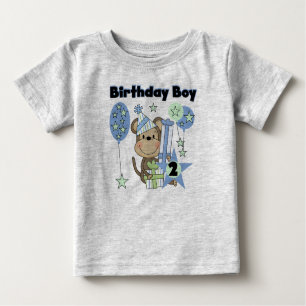 Boy Monkey With Gifts 2nd Birthday Tshirts