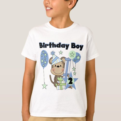 Boy Monkey With Gifts 2nd Birthday Tshirts