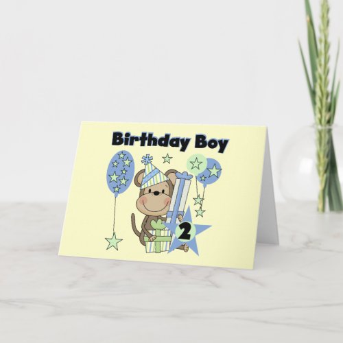 Boy Monkey With Gifts 2nd Birthday Tshirts Card