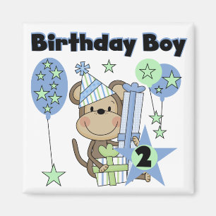Boy Monkey With Gifts 2nd Birthday Tshirts Magnet