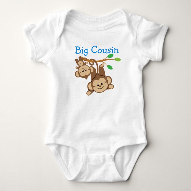 Boy Monkeys Big Cousin Baby Bodysuit (Front)