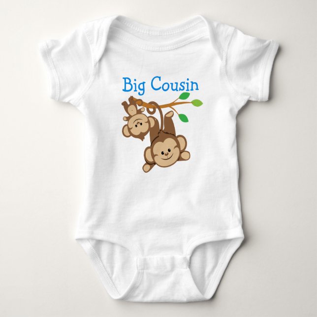 Boy Monkeys Big Cousin Baby Bodysuit (Front)