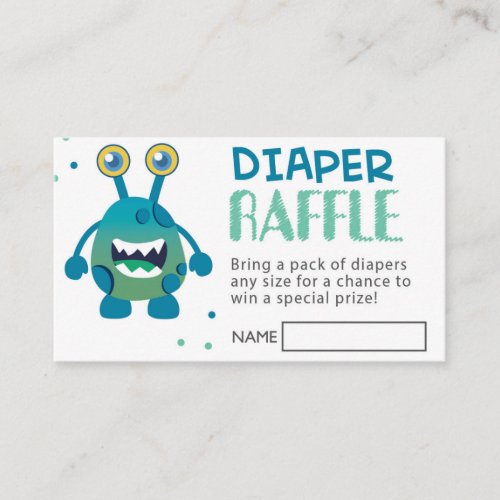 Boy Monster Baby Shower Diaper Raffle Ticket