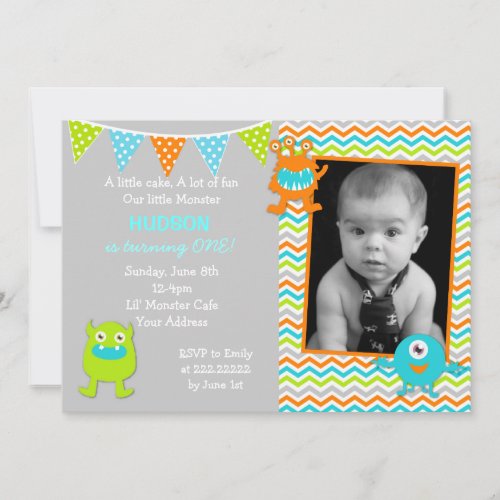 Boy Monster Birthday Invitations