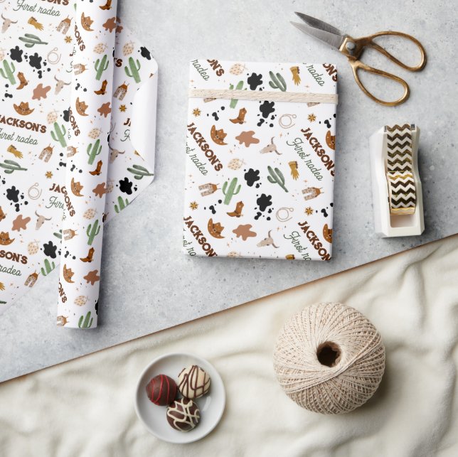 Boy My First Rodeo Cowboy 1st Birthday Wrapping Paper (Crafts)