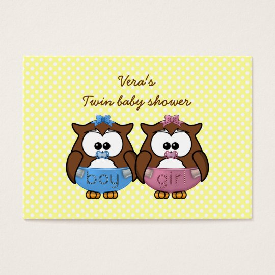 boy 'n girl baby owl business card