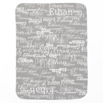 boy name pattern on gray personalized baby blanket boy name pattern on gray personalized baby blanket