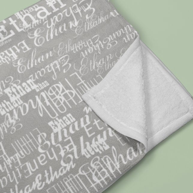 Boy Name pattern on gray personalized Baby Blanket (Creator Uploaded)