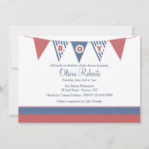 Boy Nautical Baby Shower Invitation