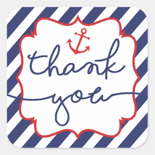 Boy Nautical Baby Shower Thank You Sticker Anchor
