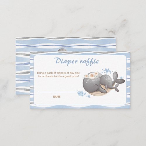 Boy Nautical Whale Baby Shower Diaper Raffle Card