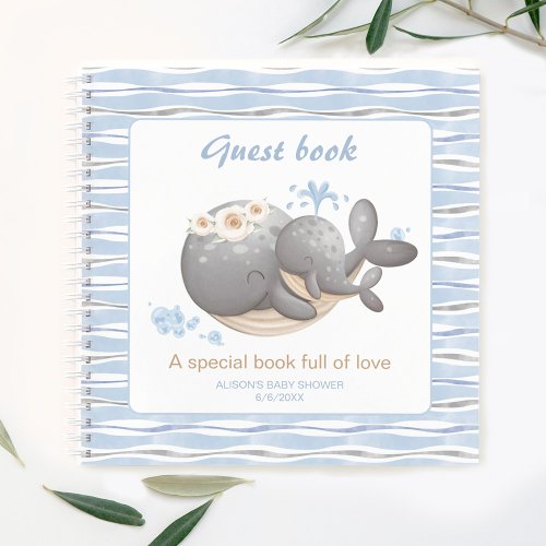 Boy Nautical Whale Baby Shower Guest Book