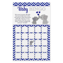 Boy Navy Elephant Baby Shower BINGO Game Chev 366 Flyer