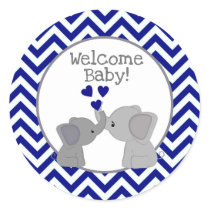 Boy Navy Elephant Baby Shower Stickers Chev 366-01