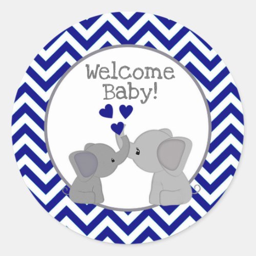 Boy Navy Elephant Baby Shower Stickers Chev 366_01