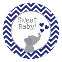 Boy Navy Elephant Baby Shower Stickers Chev 366-02