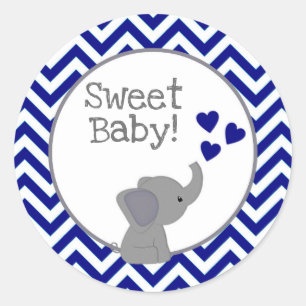 Boy Navy Elephant Baby Shower Stickers Chev 366-02